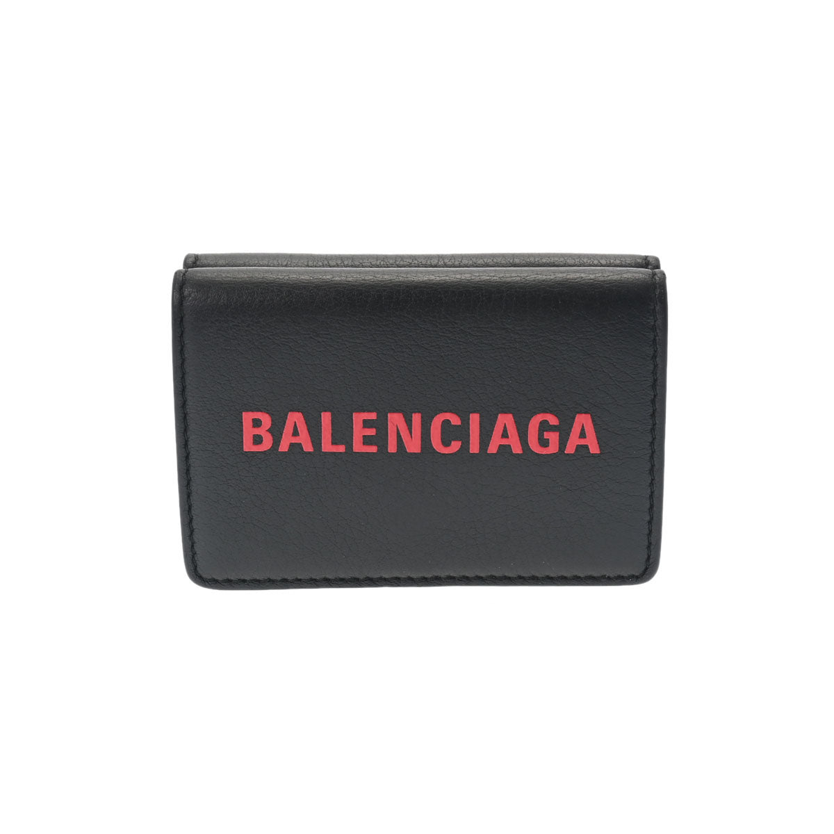 BALENCIAGA バレンシアガ コンパクトウォレット エブリデイ 黒 505055 ユニセックス カーフ 三つ折り財布 Bランク 中古 