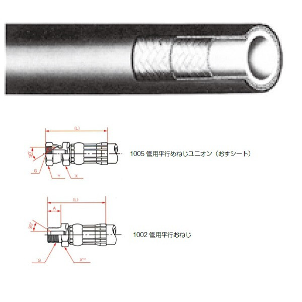 横浜ゴム（YOKOHAMA） 一般油圧ホース 6000mm 1005金具・1002金具 L35-12 L35-12-6000 1005+1002（直送品）