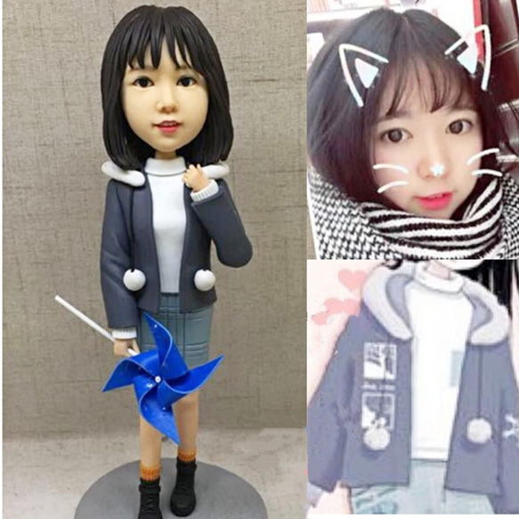 【オーダーメイド】お写真入から 3D 肖像画 似顔絵 人形 フィギュア 彼氏 彼女 誕生日ケーキトッパー 記念日カップル