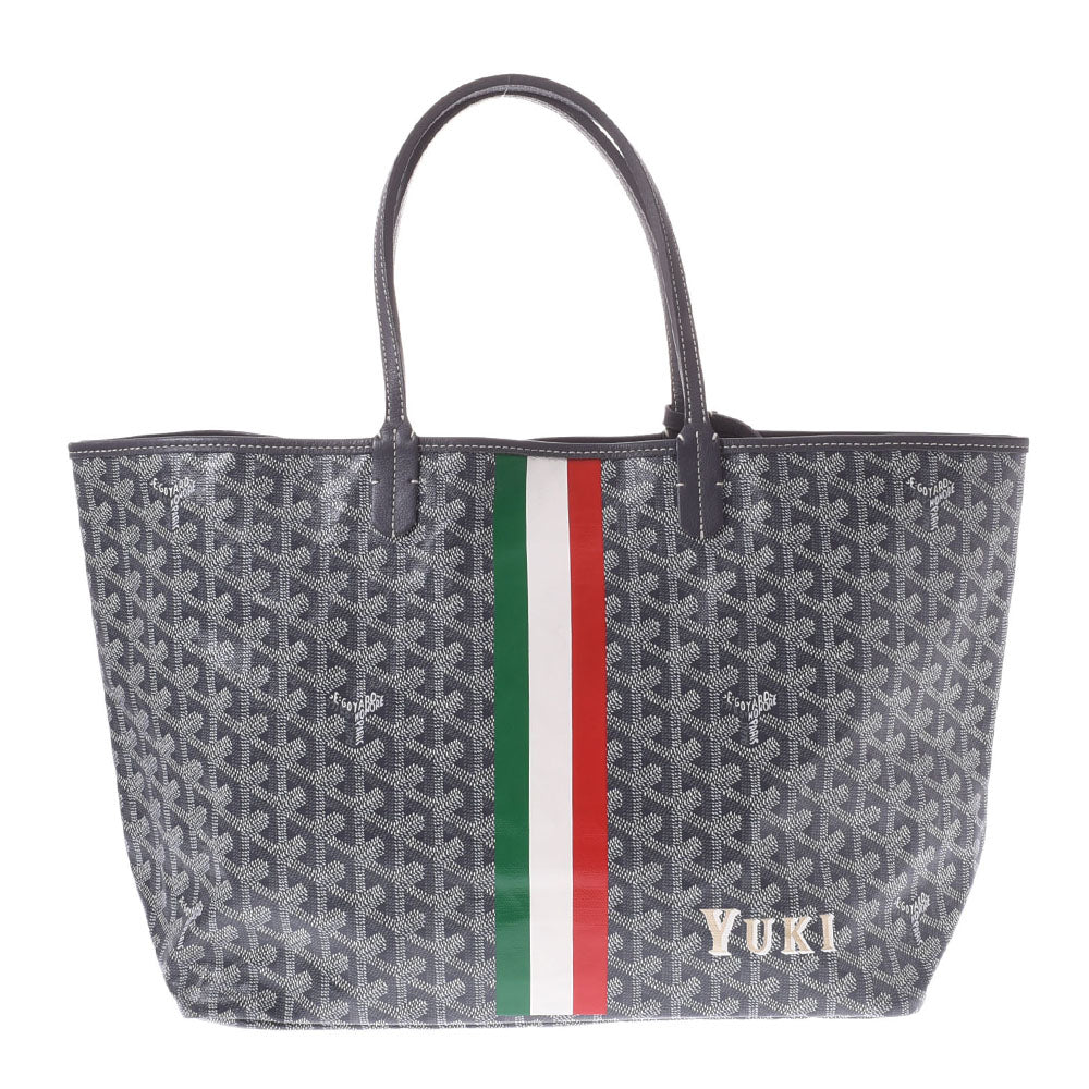 GOYARD ゴヤール サンルイ PM イニシャル グレー ユニセックス PVC/レザー トートバッグ ABランク 中古 