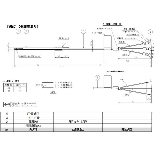 アズビル 耐薬液用測温抵抗体リード線付温度センサ YYQZ01BP620020B0 1個（直送品）