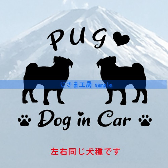 【同一犬種】　かわいい愛犬2頭飼い『Dog　in　Car』シルエットステッカー