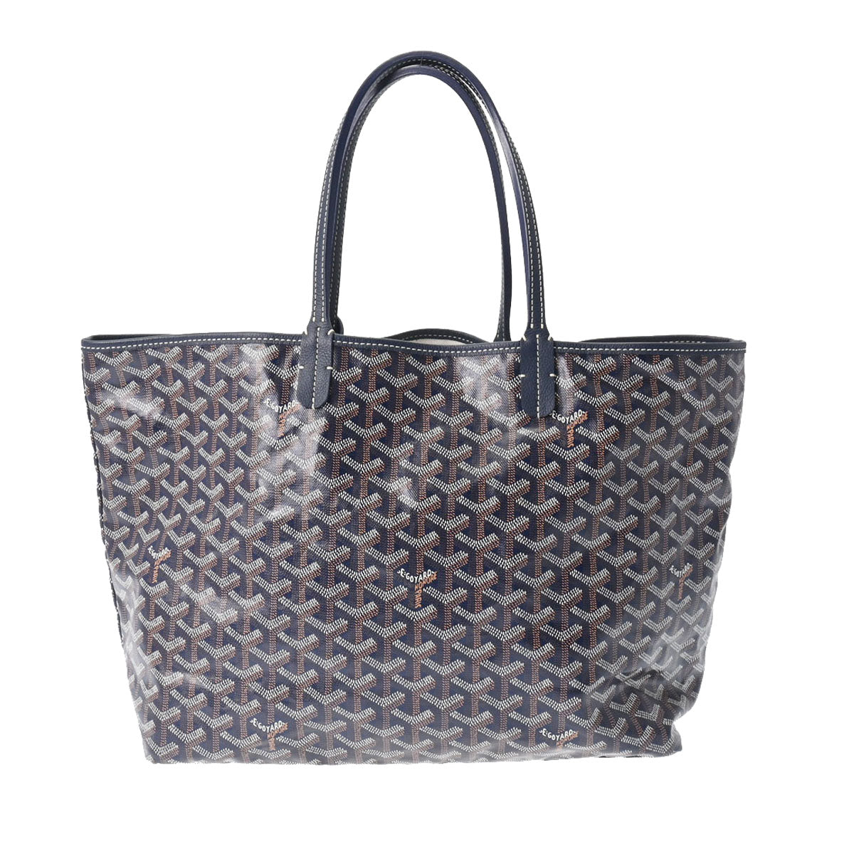 GOYARD ゴヤール サンルイ PM ネイビーブルー ユニセックス PVC/レザー トートバッグ Aランク 中古 