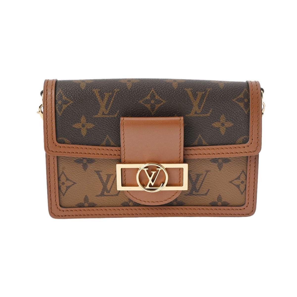 LOUIS VUITTON ルイヴィトン モノグラムリバース ポルトフォイユ ドーフィーヌ ブラウン M68746 レディース モノグラムキャンバス ショルダーバッグ Aランク 中古 