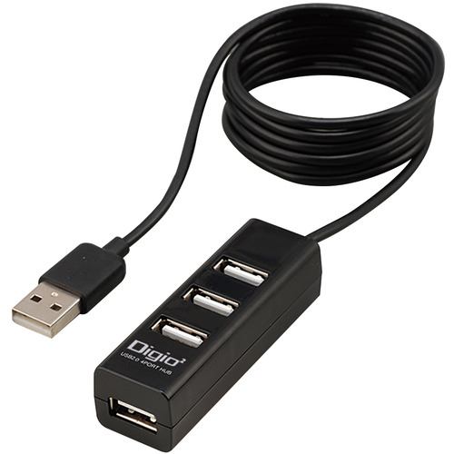 ナカバヤシ UH-2614BK USB2.0 4ポートハブ 120cm ブラック UH2614BK