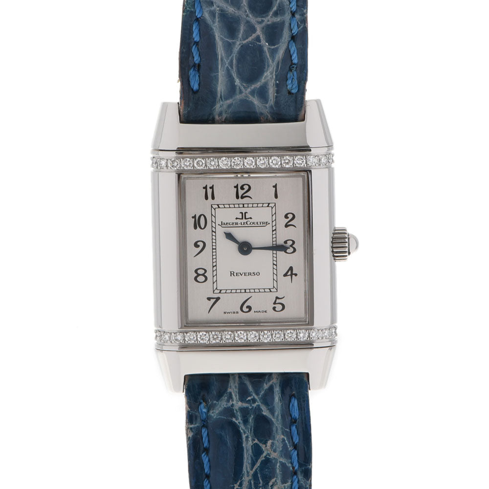 JAEGER-LECOULTRE ジャガー・ルクルト レベルソ フローラル ベゼルダイヤ 265.8.08 レディース SS/革 腕時計 クオーツ シルバー文字盤 Aランク 中古 