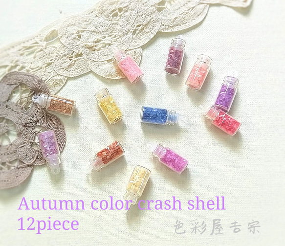 ✩瓶入り12色セット　Autumn/秋色クラッシュシェル　色彩屋吉宗