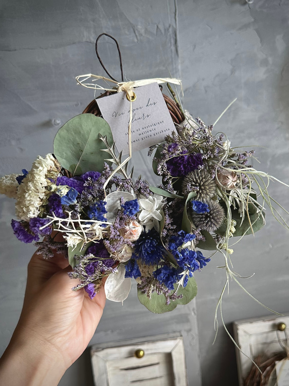 mini　half wreath / 　blue＆ Purple