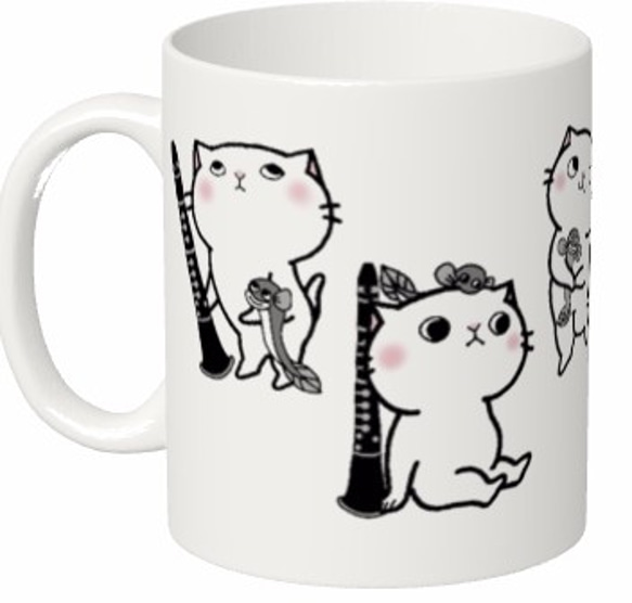 クラリネット猫にゃんマグカップ【楽器ねこシリーズ】