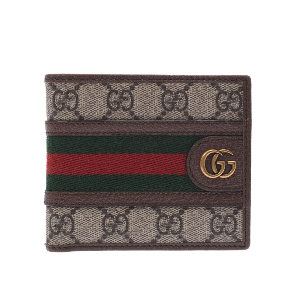 GUCCI グッチ オフィディア ベージュ系 597609 ユニセックス GGスプリームキャンバス 二つ折り財布 ABランク 中古 