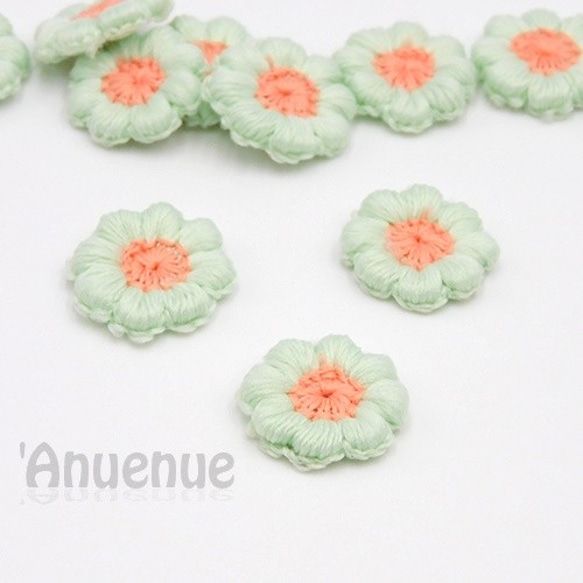 お花の刺繍パーツ18mm 【Mint Green / ミントグリーン】5個