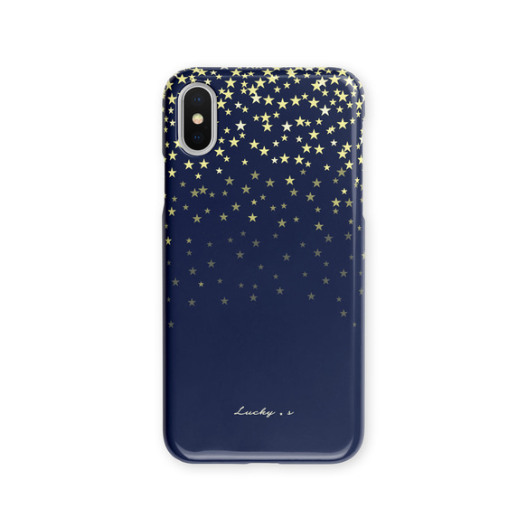 Twinkling Stars★Navy　スマホケース/iPhone13/iPhone8/XR/XZ3/他機種