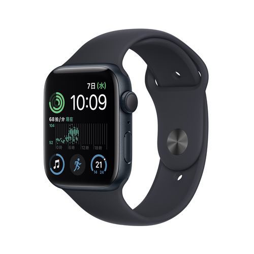 【台数限定】アップル(Apple) MNK03J/A AppleWatch SE (GPSモデル)44mmミッドナイトアルミニウムケースとミッドナイトスポーツバンド レギュラー