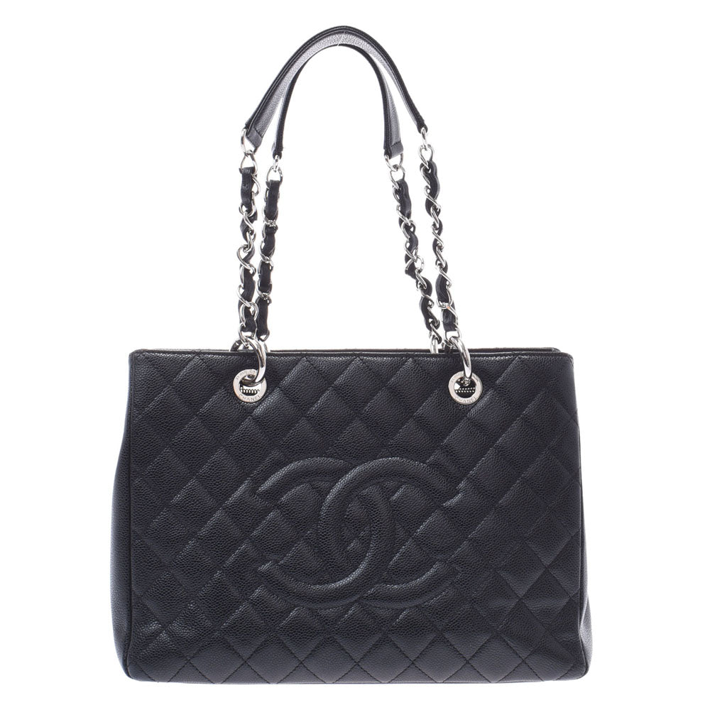 CHANEL シャネル マトラッセ GSTトート 黒 シルバー金具 レディース キャビアスキン トートバッグ ABランク 中古 