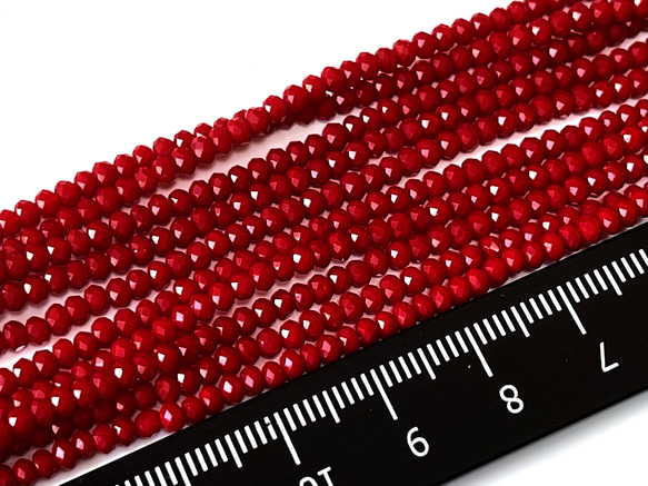 KB037☆お得2連セット☆2x3mm☆カットガラスビーズ☆ボタンカット☆1連約36cm☆レッド