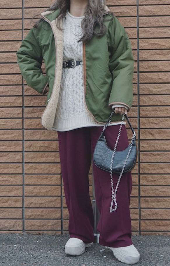 Reversible Boa Jacket Coat (khaki green) ジャケット グリーン 緑 カジュアル