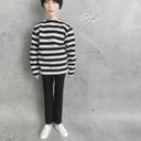 BTSマテルドール 服 ボーダー長袖 黒パンツ セット ハンドメイド