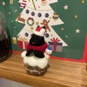 羊毛フェルト　クリスマスうさぎ　黒うさぎ