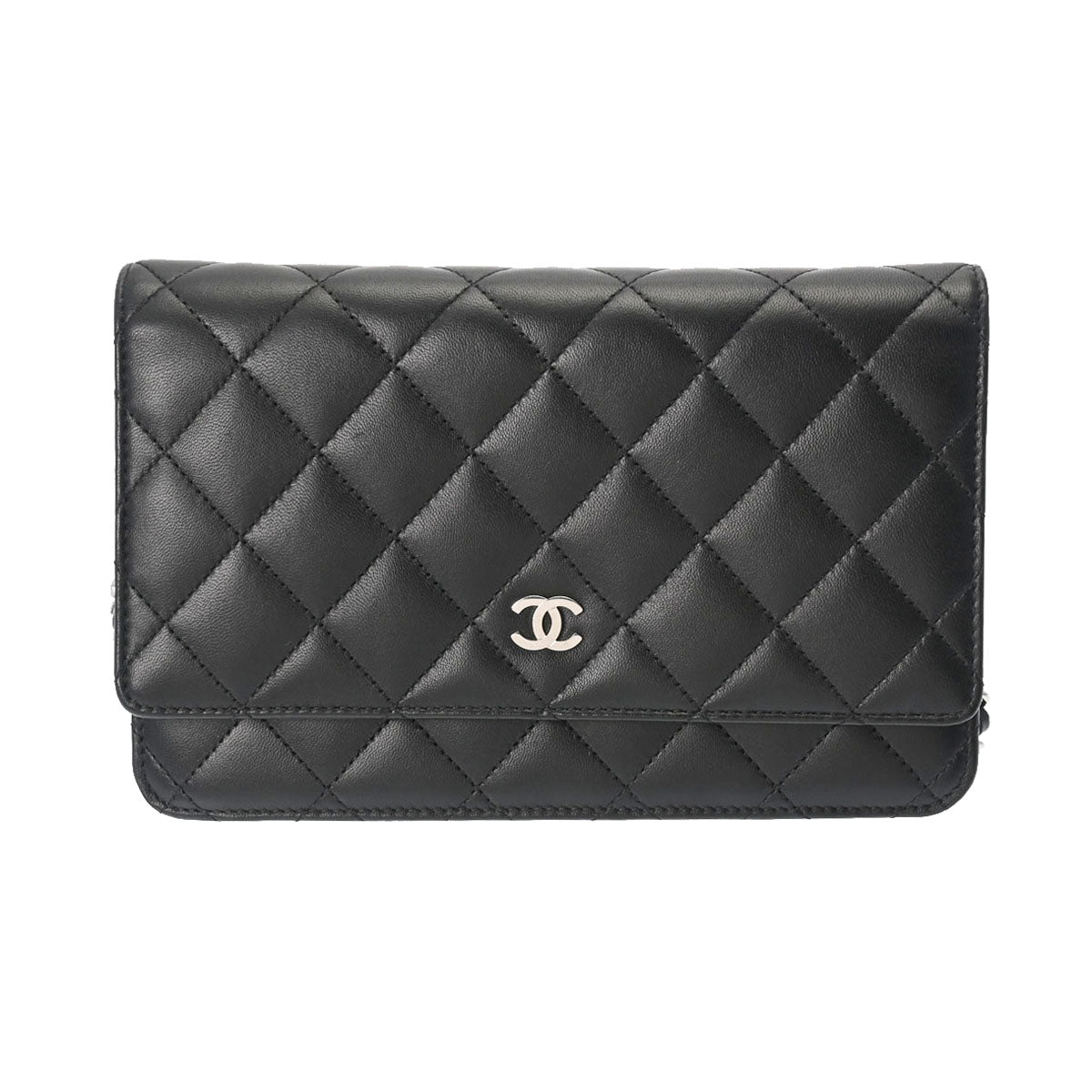 CHANEL シャネル マトラッセ チェーンウォレット  黒 シルバー金具 レディース ラムスキン ショルダーバッグ Aランク 中古 