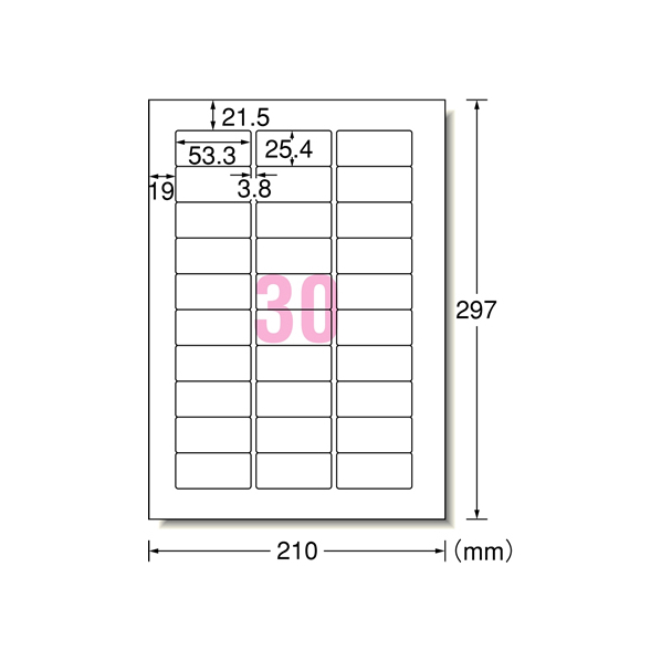 エーワン レーザー用ラベル A4 30面 四辺余白角丸100枚 F859402-31146