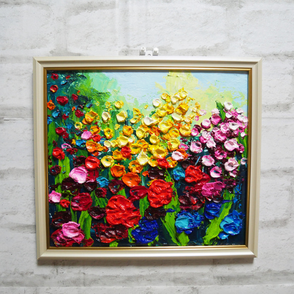 油絵 油彩 油彩画 絵 絵画【colorful flower garden】