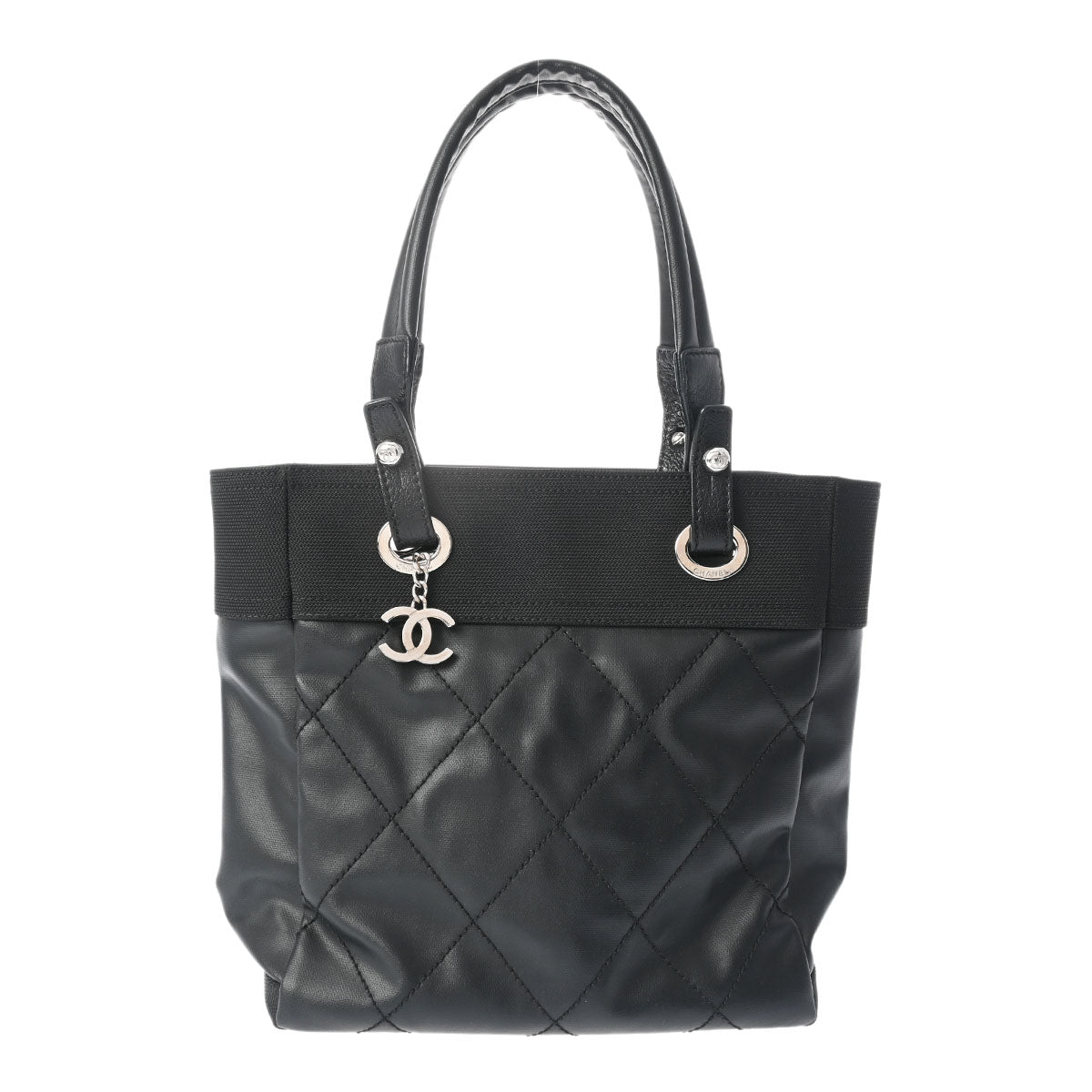 CHANEL シャネル パリビアリッツ トート PM 黒 シルバー金具 A34208 レディース コーティングキャンバス トートバッグ 新同 中古 