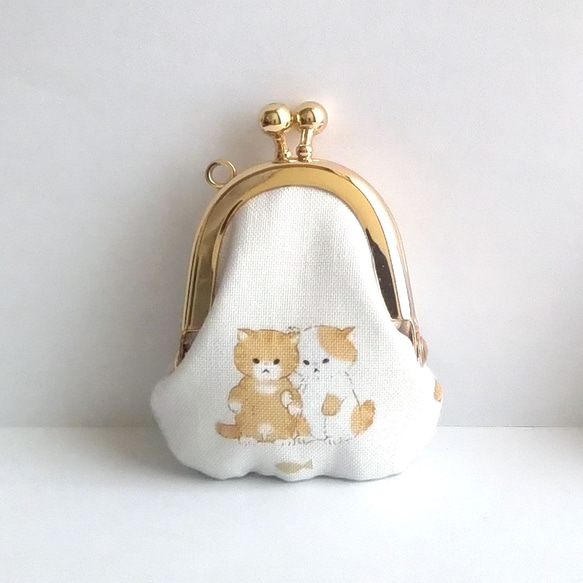 小さいがま口♪豆姫♪小さい財布,小銭入,ポーチ,サコッシュ,clasp,猫,ネコ,おやつ,cat