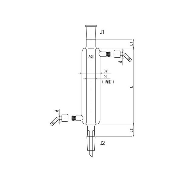 旭製作所 ジョイント付二重管式クロマトカラム ウォーターコネクター仕様 Φ20L:300 3828-20/300-4L-W 1個 65-2346-30（直送品）