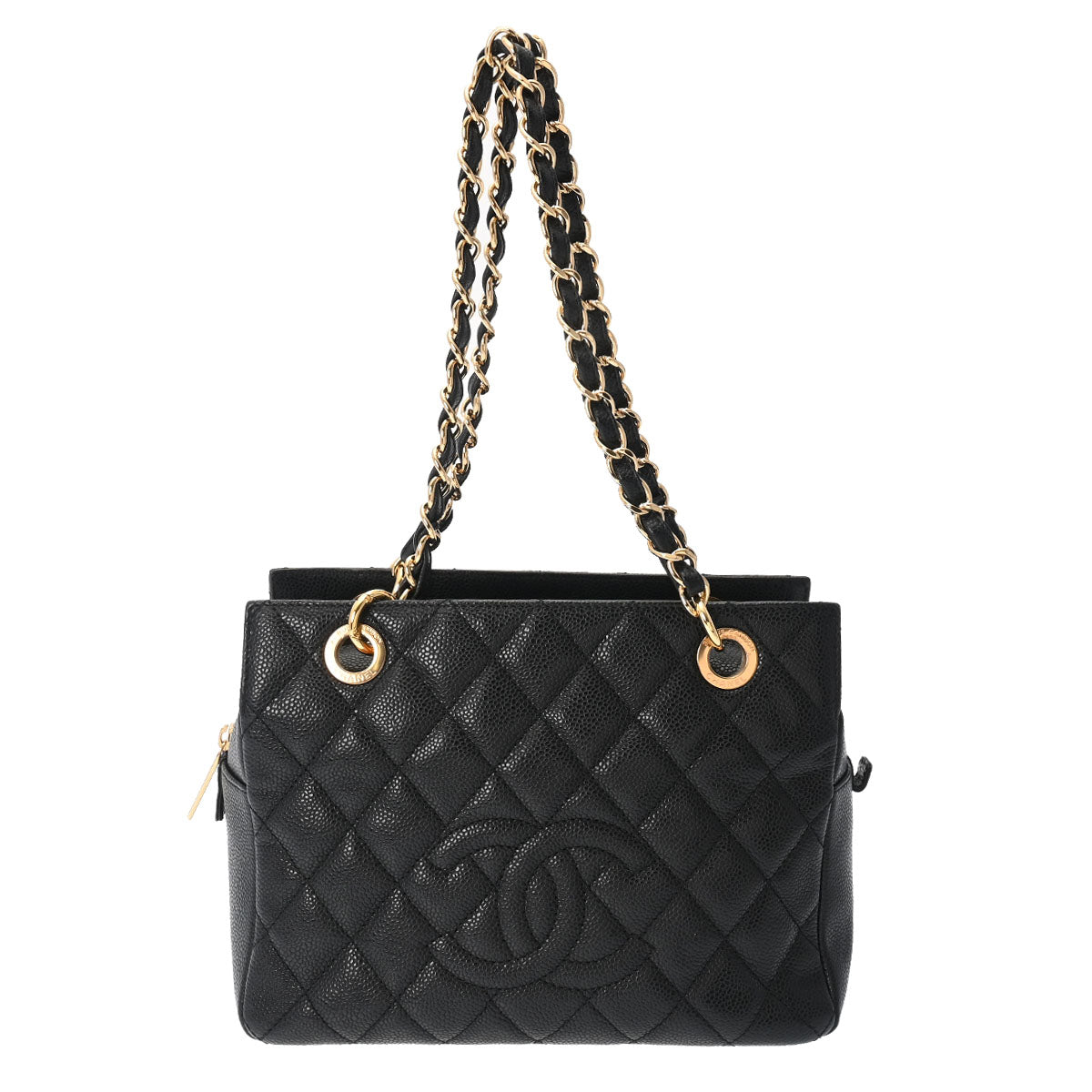 CHANEL シャネル PTT プチタイムレストート 黒 ゴールド金具 A18004 レディース キャビアスキン ハンドバッグ ABランク 中古 