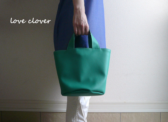 Synthetic leather　totebag　　-green-