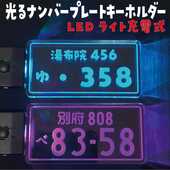 めっちゃカッコイイ‼︎ ✨光る✨ナンバープレートキーホルダー LEDライト 充電式