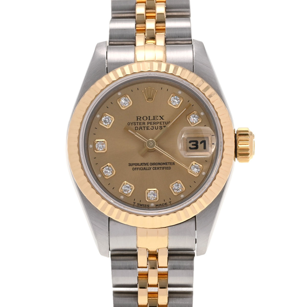 ROLEX ロレックス デイトジャスト 10Pダイヤ 69173G レディース YG/SS 腕時計 自動巻き シャンパン文字盤 Aランク 中古 