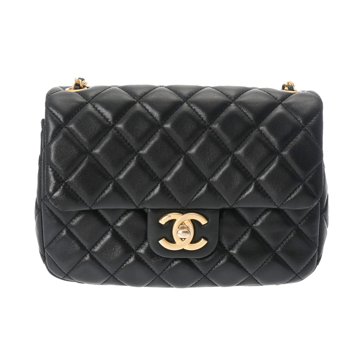 CHANEL シャネル マトラッセ ミニチェーンショルダー 20cm  黒 ゴールド金具 AS3489 レディース ラムスキン ショルダーバッグ Aランク 中古 