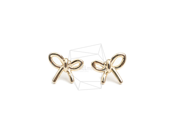 ERG-2140-G【2個入り】リボンピアス,Rope Ribbon Earring/13mm X 22mm