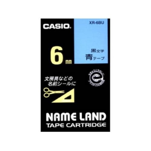 カシオ ネームランド スタンダードテープ6MM幅(青テープ／黒文字) XR-6BU