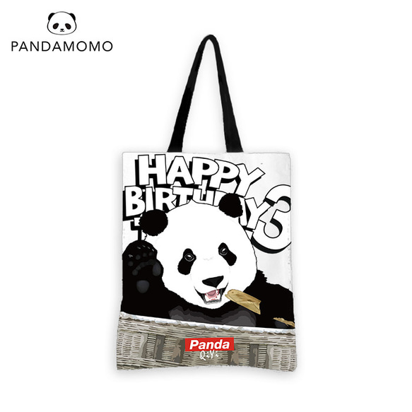 Panda パンダ ハンドバッグ キャンバスバッグ カジュアルショルダーバッグ パンダ柄 奇一 3歳の誕生日 白