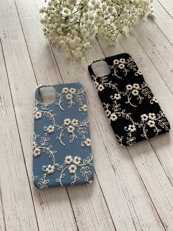 新色追加♡アンティーク小花刺繍レース　iPhoneケース