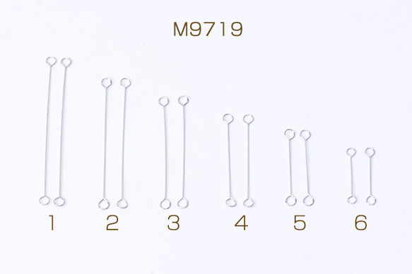 M9719-2  60個 基礎金具 9ピン 2カン ロジウム  3x（20ヶ）