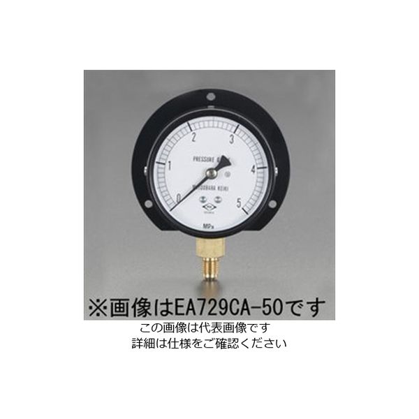 エスコ フレアー1/4”/ 75/100mm/0ー2.0MPa つば付圧力計 EA729CA-20 1セット(2個)（直送品）