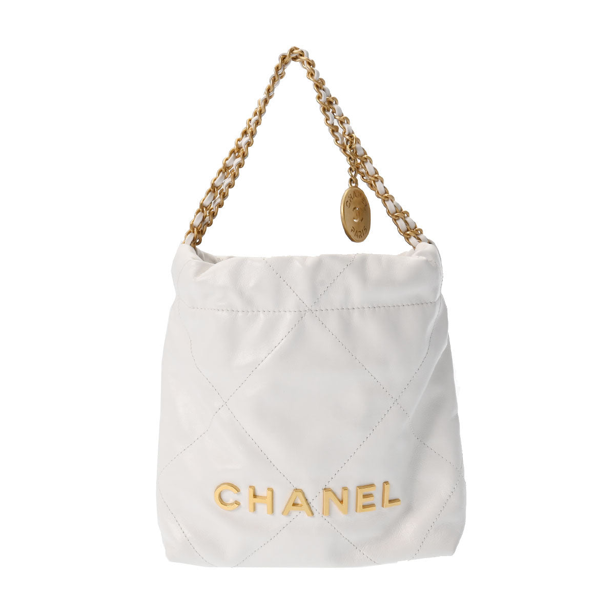 CHANEL シャネル シャネル22 ホーボーバッグ 白 ゴールド金具 AS3980 レディース シャイニーカーフ 2WAYバッグ Aランク 中古 