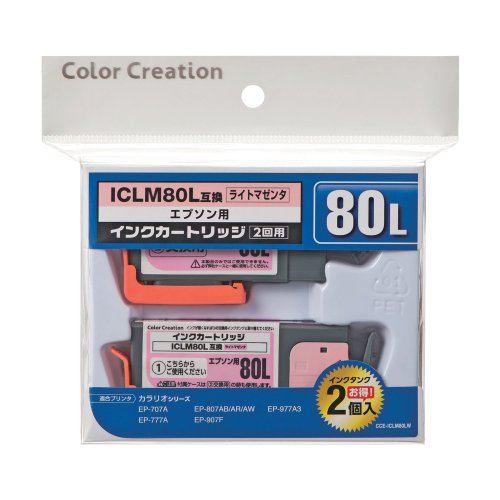 カラークリエーション CCE-ICLM80LW Color Creation EPSON ICY80L互換インクカートリッシ1個+交換用インクタンク1個 ライトマゼンタ