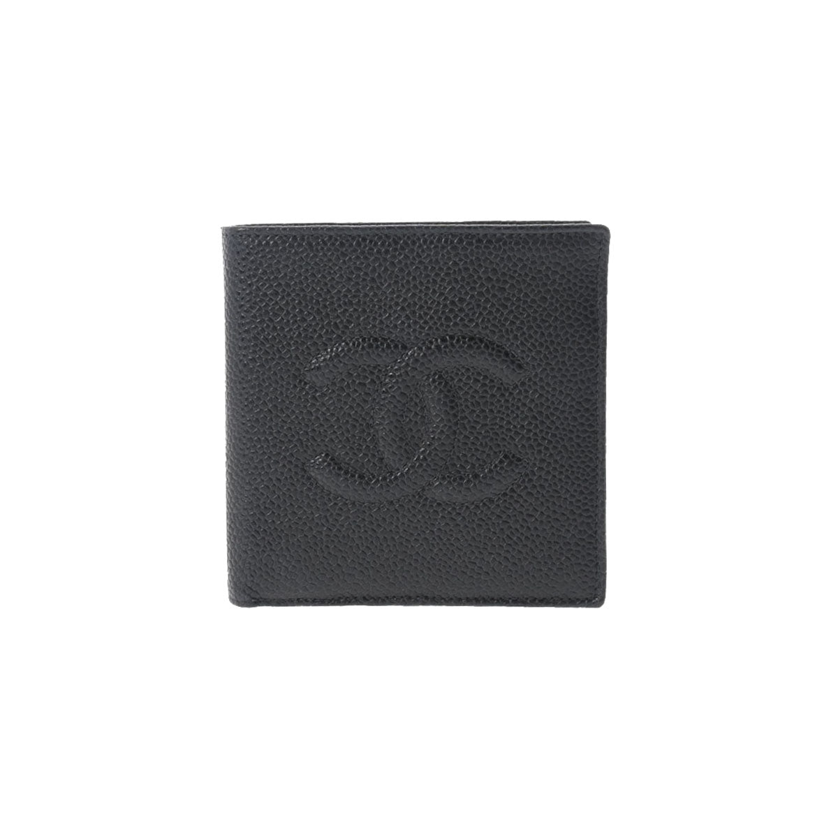 CHANEL シャネル ココマーク  ブラック ゴールド金具 レディース キャビアスキン 二つ折り財布 Bランク 中古 