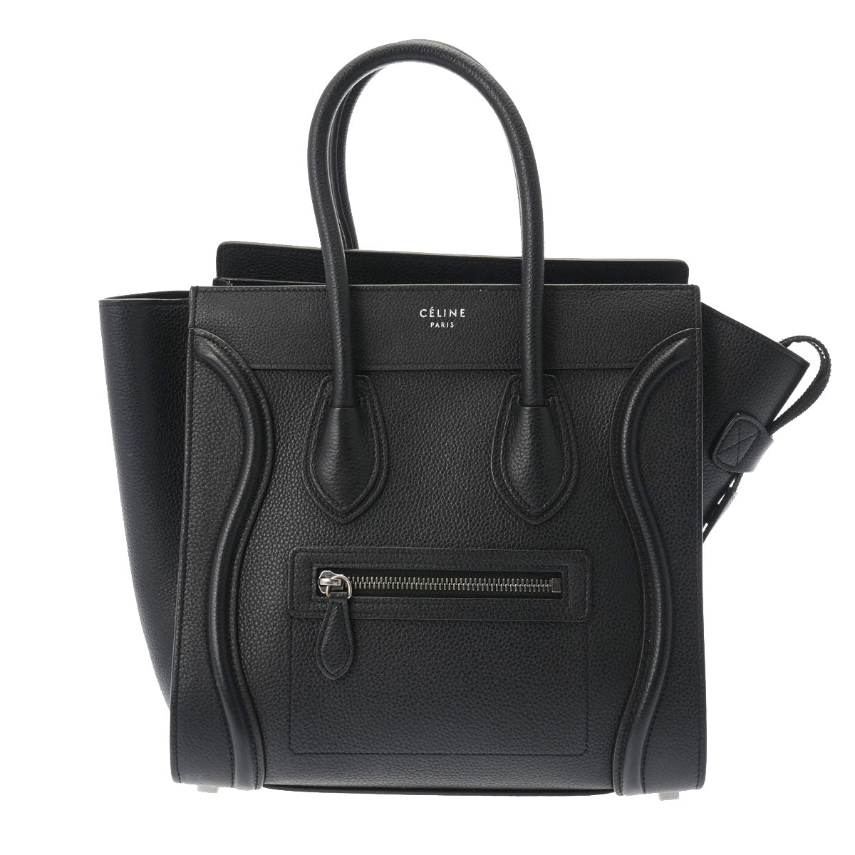 CELINE セリーヌ ラゲージ マイクロショッパー  ブラック レディース レザー ハンドバッグ Aランク 中古 