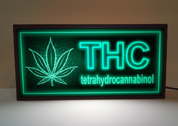 THC テトラヒドロカンナビノール 医療 大麻 オイル ミニチュア サイン 看板 置物 ライトBOX