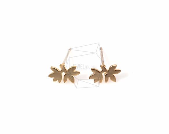 ERG-194-MG【2個入り】トゥーリーフピアス,Two Leaf Earring Post