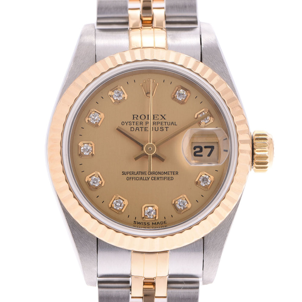 ROLEX ロレックスデイトジャスト 12Pダイヤ  レディース YG/SS/ダイヤ 腕時計 69173G  中古