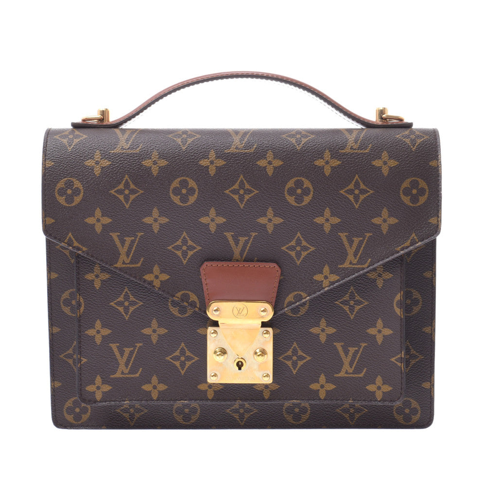 LOUIS VUITTON ルイヴィトン モノグラム モンソー 2WAYバッグ ブラウン M51185 ユニセックス モノグラムキャンバス ビジネスバッグ Aランク 中古 