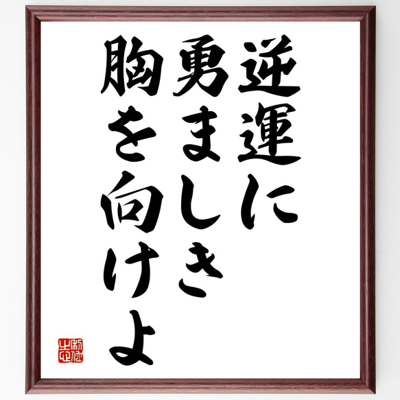 ホラティウスの名言「逆運に勇ましき胸を向けよ」額付き書道色紙／受注後直筆（Y2051）