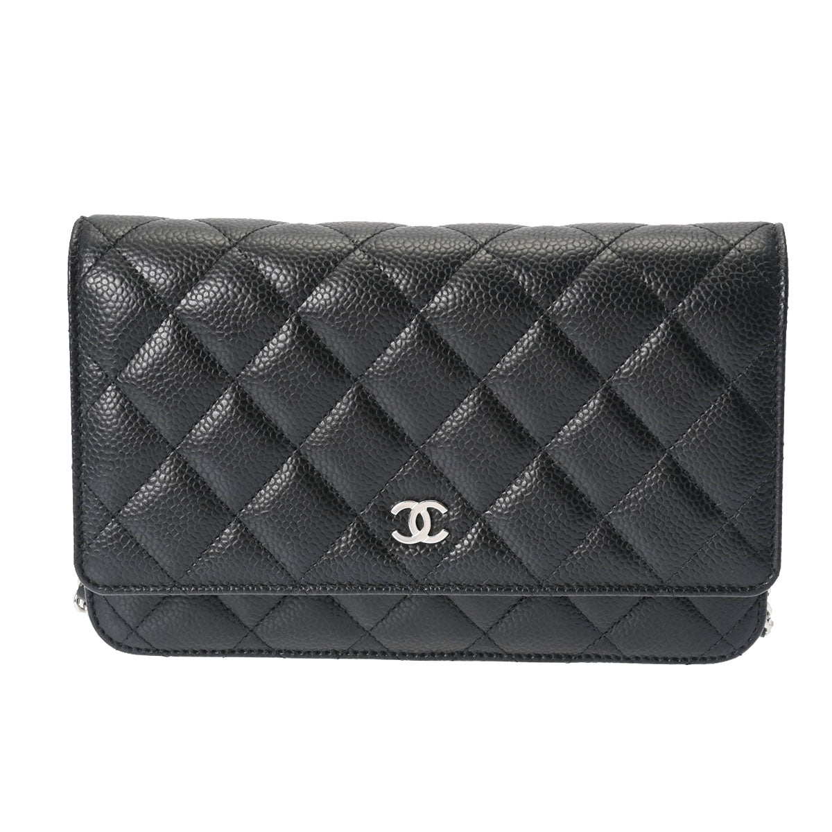 CHANEL シャネル マトラッセ チェーンウォレット 黒 シルバー金具 AP0250 レディース キャビアスキン ショルダーバッグ Aランク 中古 