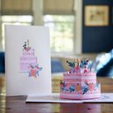 ポップアップグリーティングカード　Floral Birthday Cake